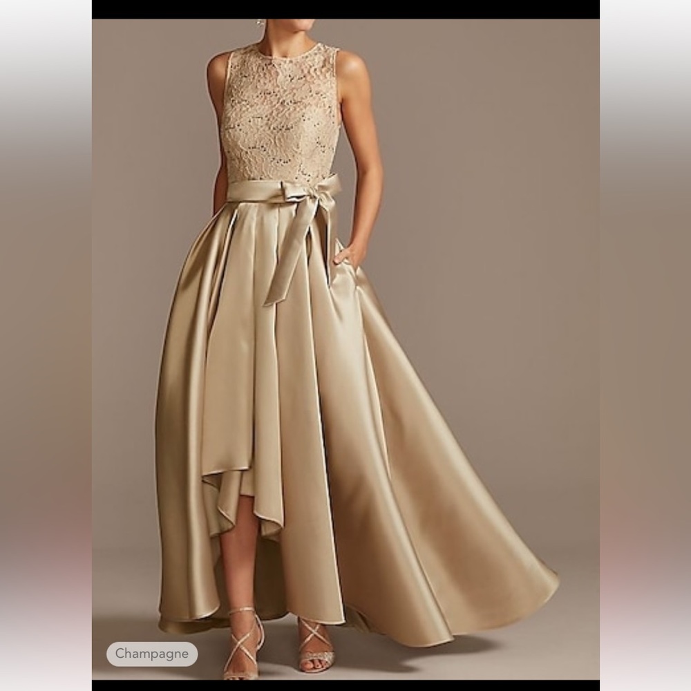 Champagne High Low A-Line Mother of the Bride Dress Wedding Guest Size 6 NWT
